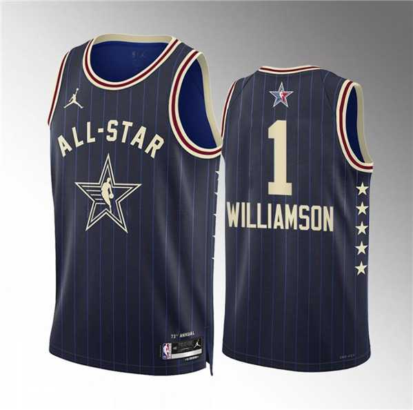 Mens 2024 All-Star #1 Zion Williamson Navy Stitched Basketball Jersey->2024 all star->NBA Jersey